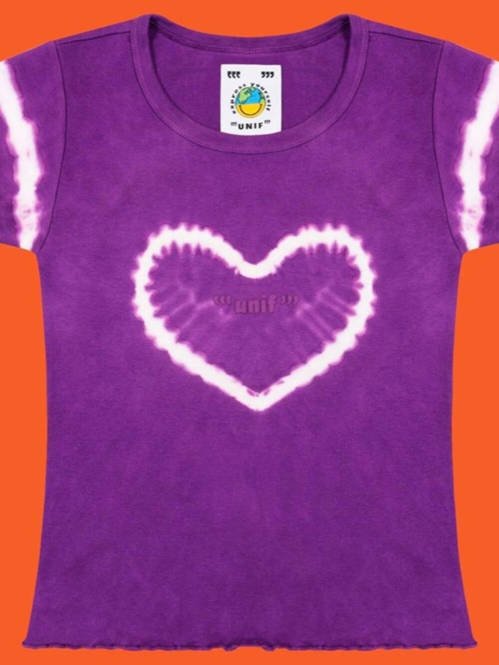 UNIF Purple Tie-Dye Heart Short Sleeve Tee